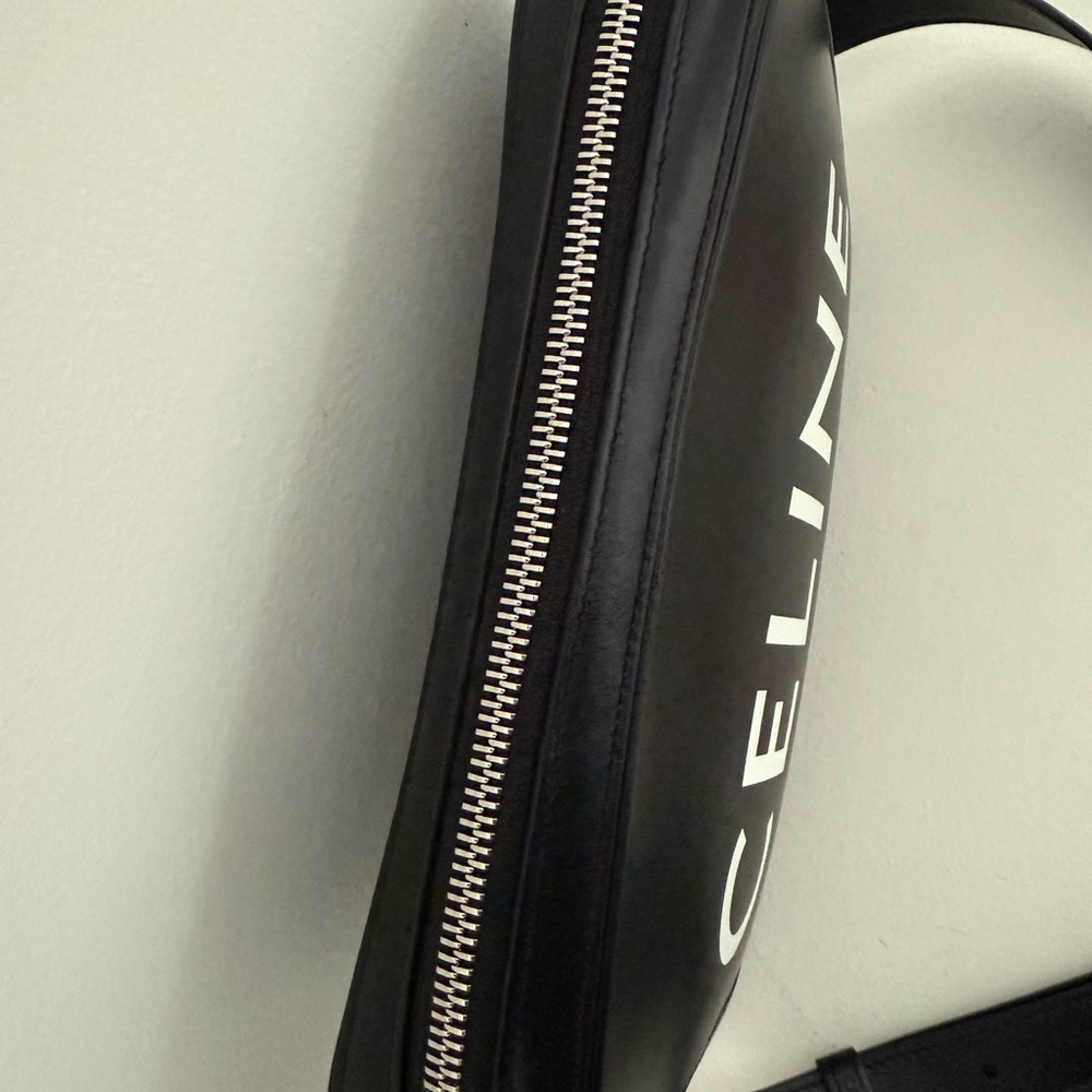 CELINE HOMME Black White Logo Leather Shoulder Messenger Crossbody Bag LIKE NEW - Picture 7 of 10